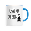 mug chat va ou bien ? poignée Bleue
