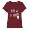 t-shirt chat va ou bien coloris bordeaux
