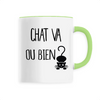 mug chat va ou bien ? poignée Verte