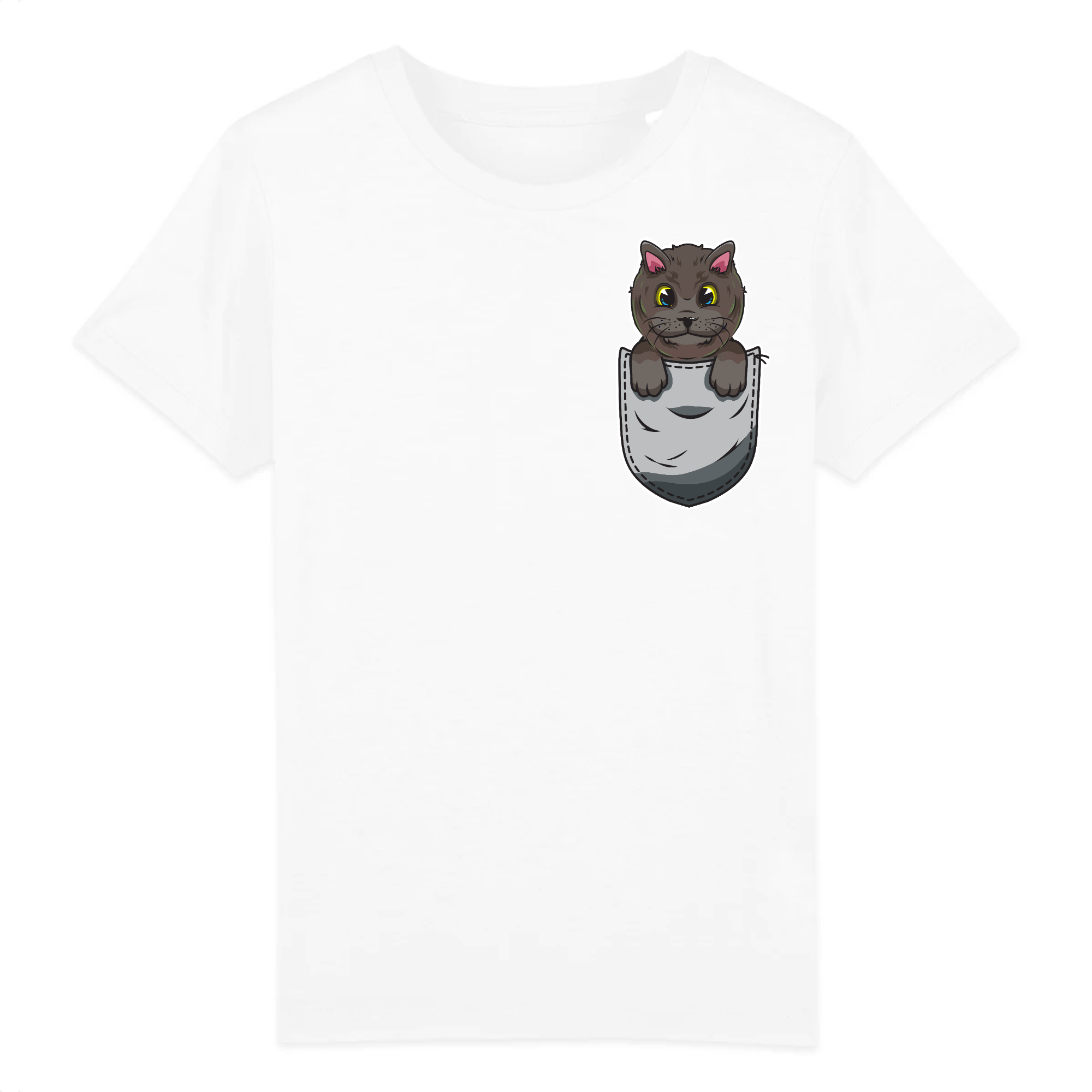 t-shirt chat poche enfant