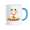 mug chat maneki neko poignée bleue