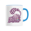 mug chat du cheshire poignée bleue