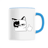 mug chat doigt poignée bleue