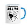 mug chat de Schrödinger poignée bleue