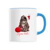 mug chat joyeux noël poignée bleue