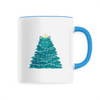 mug chat sapin de noël poignée bleue