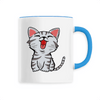 mug petit chat poignée bleue