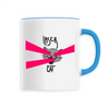 mug chat laser poignée bleue