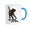 mug chat je hais les gens poignée bleue