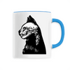 mug chat tête de mort poignée bleue