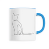 mug chat motif discret poignée bleue
