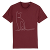 tee-shirt chat motif discret couleur bordeaux