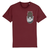 tee-shirt chat poche couleur bordeaux