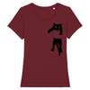 t-shirt chat dans la poche couleur  bordeaux