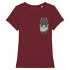 t-shirt chat poche couleur bordeaux
