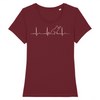t-shirt battement de cœur chat couleur bordeaux