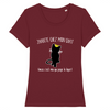 t-shirt chat j'habite chez mon chat couleur bordeaux