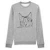 pull avec dessin chat couleur gris