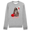 pull chat de noël couleur gris