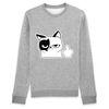 pull chat doigt d'honneur couleur gris