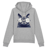 sweat tête de chat à lunettes couleur gris