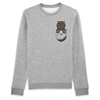 pull chat poche couleur gris