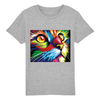 t-shirt chat psychédélique enfant couleur gris