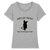 t-shirt chat j'habite chez mon chat couleur gris