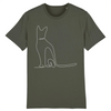 tee-shirt chat motif discret couleur kaki