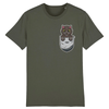 tee-shirt chat poche couleur kaki