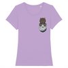 t-shirt chat poche couleur lavande