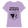 t-shirt chat de schrödinger couleur lavande