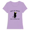 t-shirt chat j'habite chez mon chat couleur lavande