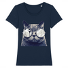 t-shirt chat lunettes couleur marine