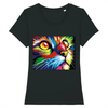 t-shirt chat psychédélique couleur noir