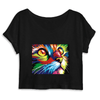 crop-top chat psychédélique couleur noir