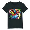 t-shirt chat psychédélique enfant couleur noir