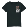 t-shirt chat poche enfant couleur noir