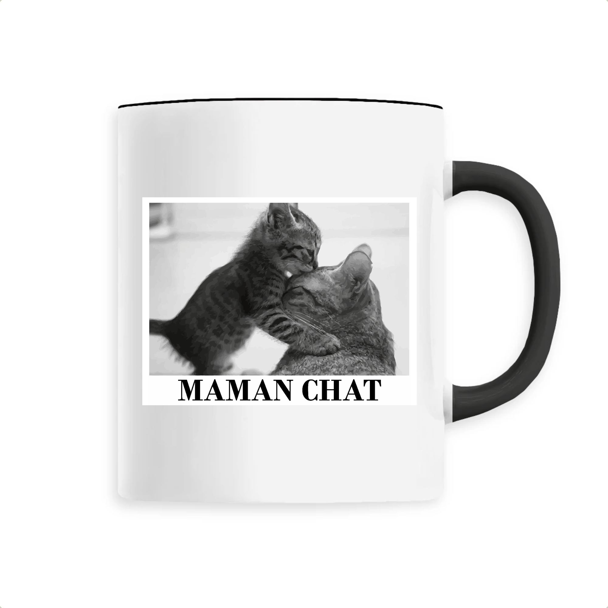 mug maman chat poignée noire
