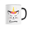 mug chat licorne poignée noire