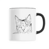 mug dessin chat poignée noire