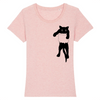 t-shirt chat dans la poche couleur rose