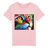 t-shirt chat psychédélique enfant couleur rose