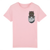 t-shirt chat poche enfant couleur rose
