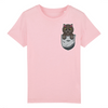 t-shirt chat poche enfant couleur rose