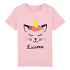 t-shirt chat licorne enfant couleur rose