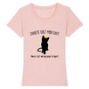 t-shirt chat j'habite chez mon chat couleur rose