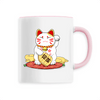 mug chat maneki neko poignée rose