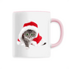 mug chaton de noël poignée rose