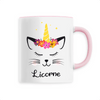 mug chat licorne poignée rose
